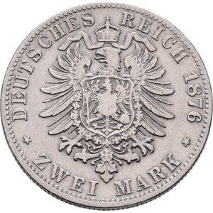Bavorsko, Ludwig II., 1864 - 1886, 2 Marka 1876 D, Mnichov, KM.505 (Ag900), 10.939g,