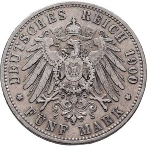 Bavorsko, Otto, 1886 - 1912, 5 Marka 1900 D, Mnichov, KM.512 (Ag900), 27.510g,