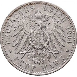 Bavorsko, Otto, 1886 - 1912, 5 Marka 1904 D, Mnichov, KM.512 (Ag900), 27.695g,