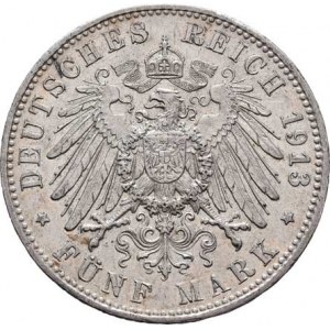 Bavorsko, Otto, 1886 - 1912, 5 Marka 1913 D, Mnichov, KM.512 (Ag900), 27.702g,