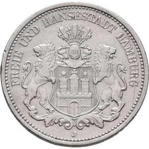 Hamburg - město, 2 Marka 1901 J, Hamburk, KM.294 (Ag900), 11.000g,