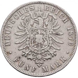Prusko, Wilhelm I., 1861 - 1888, 5 Marka 1876 A, Berlín, KM.503 (Ag900), 27.439g,