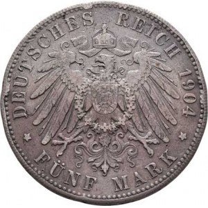 Prusko, Wilhelm II., 1888 - 1918, 5 Marka 1904 A, Berlín, KM.523 (Ag900), 27.334g,