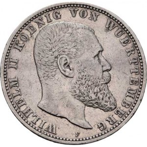 Württemberg, Wilhelm II., 1891 - 1918, 5 Marka 1901 F, Freudenstadt, KM.632 (Ag900),