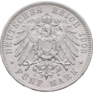 Württemberg, Wilhelm II., 1891 - 1918, 5 Marka 1903 F, Freudenstadt, KM.632 (Ag900),