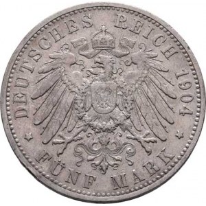 Württemberg, Wilhelm II., 1891 - 1918, 5 Marka 1904 F, Freudenstadt, KM.632 (Ag900),