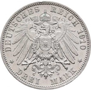 Württemberg, Wilhelm II., 1891 - 1918, 3 Marka 1910 F, Freudenstadt, KM.635 (Ag900),