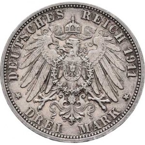 Württemberg, Wilhelm II., 1891 - 1918, 3 Marka 1911 F, Freudenstadt, KM.635 (Ag900),