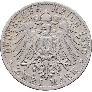 Württemberg, Wilhelm II., 1891 - 1918, 2 Marka 1899 F, Freudenstadt, KM.631 (Ag900),