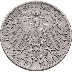 Württemberg, Wilhelm II., 1891 - 1918, 2 Marka 1904 F, Freudenstadt, KM.631 (Ag900),