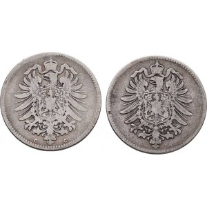 Německo - drobné ražby císařství, Marka 1875 C, 1876 G, KM.7 (Ag900), 5.274g, 5.326g,