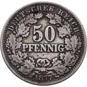 Německo - drobné ražby císařství, 50 Fenik 1877 E, KM.8 (Ag900), 2.708g, nep.hr.,