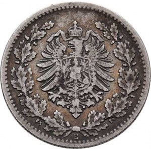 Německo - drobné ražby císařství, 50 Fenik 1877 E, KM.8 (Ag900), 2.708g, nep.hr.,
