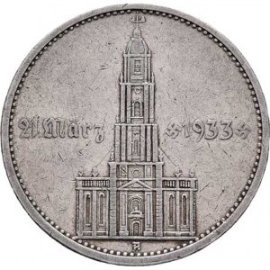 Německo - 3.říše, 1933 - 1945, 5 Marka 1934 A - kostel s datem, KM.82 (Ag900),