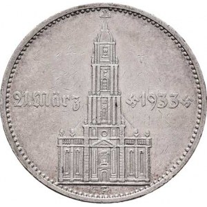 Německo - 3.říše, 1933 - 1945, 5 Marka 1934 F - kostel s datem, KM.82 (Ag900),