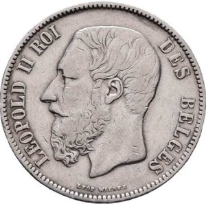 Belgie, Leopold II., 1865 - 1909, 5 Frank 1871, KM.24 (Ag900), 24.745g, nep.hr.,