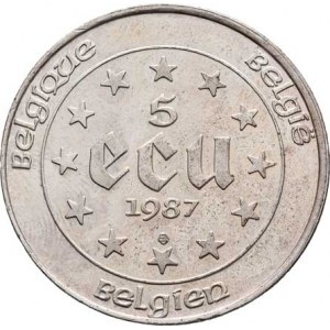 Belgie, Baudouin I., 1951 - 1991, 5 Ecu 1987 - Karel V., KM.166 (Ag833), 23.032g,