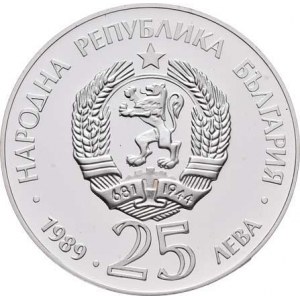 Bulharsko, republika, 1946 -, 25 Leva 1989 - LOH - kanoisté, KM.189 (Ag925, 23.38g,