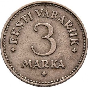 Estonsko, I.republika, 1919 - 1940, 3 Marka 1925, KM.2a (Ni-bronz), 3.371g, nep.hr.,