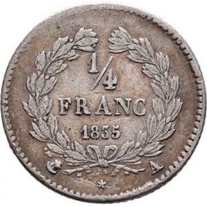 Francie, Ludvík Filip, 1830 - 1848, 1/4 Frank 1835 A, Paříž, KM.740.1, 1.205g,