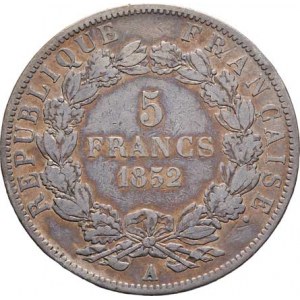 Francie, II.republika, 1848 - 1852, 5 Frank 1852 A - portrét presidenta L.Bonaparta,