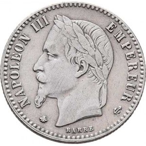 Francie, Napoleon III., 1852 - 1871, 50 Centimes 1865 A, Paříž, KM.814.1 (Ag900), 2.482g,