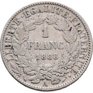 Francie, III.republika, 1871 - 1940, Frank 1888 A, Paříž, KM.822.1 (Ag833), 4.989g,