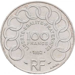 Francie, V.republika, 1959 -, 100 Frank 1992 - Jean Monnet, KM.1120 (Ag900),