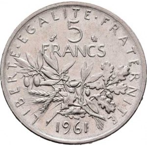 Francie, V.republika, 1959 -, 5 Frank 1961, KM.926 (Ag835), 12.023g, nep.hr.,