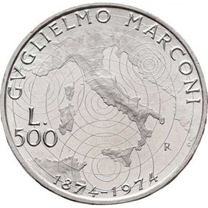 Itálie, republika, 1946 -, 500 Lira 1974 R - Guglielmo Marconi, KM.103 (Ag835),