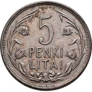 Litva, I.republika, 1918 - 1940, 5 Litai 1925, KM.78 (Ag500), 13.486g, nep.hr.,