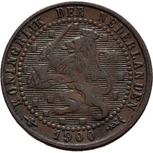 Nizozemí, Wilhelmina, 1890 - 1948, 1 Cent 1900, KM.107b (bronz), 2.599g, nep.hr.,