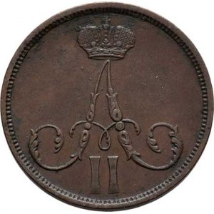 Rusko, Alexandr II., 1855 - 1881, Kopějka 1863 VM, Varšava, Y.3.2 (Cu), 4.941g,