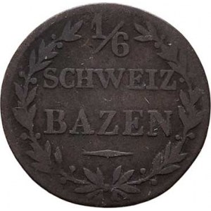 Švýcarsko - kanton Graubunden, 1/6 Batzenu 1842 AB, KM.16 (bilon), 0.708g, nedor.,