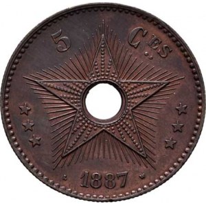 Belgické Kongo, Leopold II., 1865 - 1909, 5 Cent 1887, KM.3 (Cu), 9.949g, nep.hr., nep.rysky,