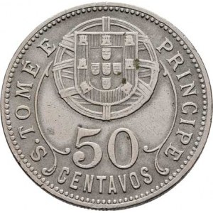 Svatý Tomáš a Princův ostrov - portugalská kolonie, 50 Centavos 1929, KM.1 (Ni-bronz), 10.285g, dr.
