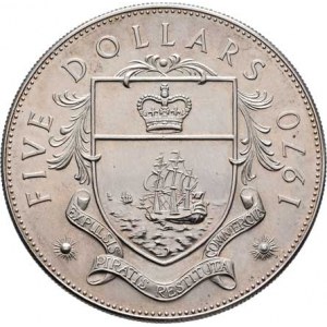 Bahamy, Elizabeth II., 1952 -, 5 Dolar 1970, KM.10 (Ag925), 43.433g, nep.hr.,