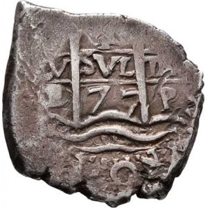 Bolivie, Karel II., 1665 - 1700, Real (16)77 P-E, tzv. lodní peníz, mincov. Potosí,