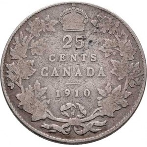 Kanada, Edward VII., 1901 - 1910, 25 Cent 1910, KM.11a (Ag925), 5.575g, rysky, patina