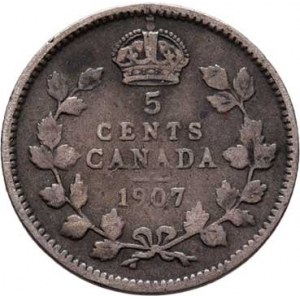 Kanada, Edward VII., 1901 - 1910, 5 Cent 1907, KM.13 (Ag925), 1.096g, nep.hr.,