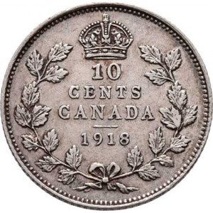Kanada, George V., 1910 - 1936, 10 Cent 1918, KM.23 (Ag925), 2.315g, nep.hr.,