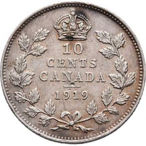 Kanada, George V., 1910 - 1936, 10 Cent 1919, KM.23 (Ag925), 2.298g, nep.hr.,