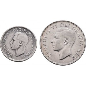 Kanada, George VI., 1936 - 1952, 50 Cent 1951, 25 Cent 1943, KM.45,35 (Ag800),