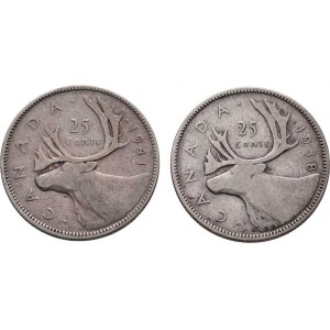 Kanada, George VI., 1936 - 1952, 25 Cent 1938, 1941, KM.35 (Ag800), 5.696g, 5.740g,