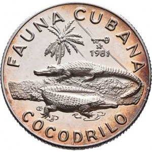 Kuba, republika, 1898 -, 5 Peso 1981 - kubánská fauna - dva krokodýlové, KM.74
