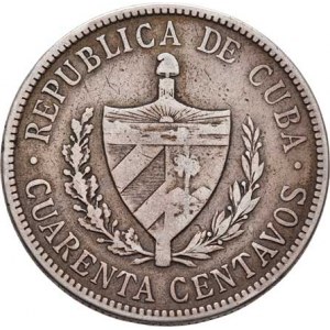 Kuba, republika, 1898 -, 40 Centavos 1915, KM.14 (Ag900), 9.716g, dr.hr.,