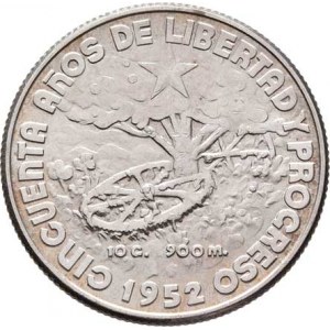 Kuba, republika, 1898 -, 40 Centavos 1952 - 50 let republiky, KM.25 (Ag900),