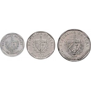 Kuba, republika, 1898 -, 25 Centavos 2000, 10 Centavos 1994, 1 Centavo 2001