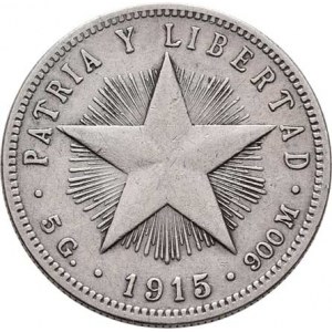 Kuba, republika, 1898 -, 20 Centavos 1915, KM.13.2 (Ag900), 4.938g, nep.hr.,