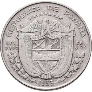 Panama, republika, 1903 -, 1/4 Balboa 1953, KM.19 (Ag900), 6.203g, dr.hr.,